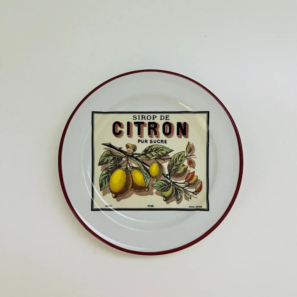 WILLIAMS SONOMA Rosanna Red Rim Harvest Market Appetizer Plates, Set of 4